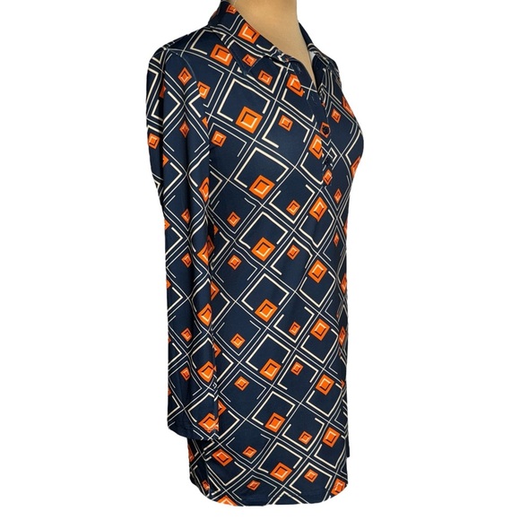 ZARA navy and orange retro mod geo print tunic top mini dress Size Medium - Picture 2 of 10